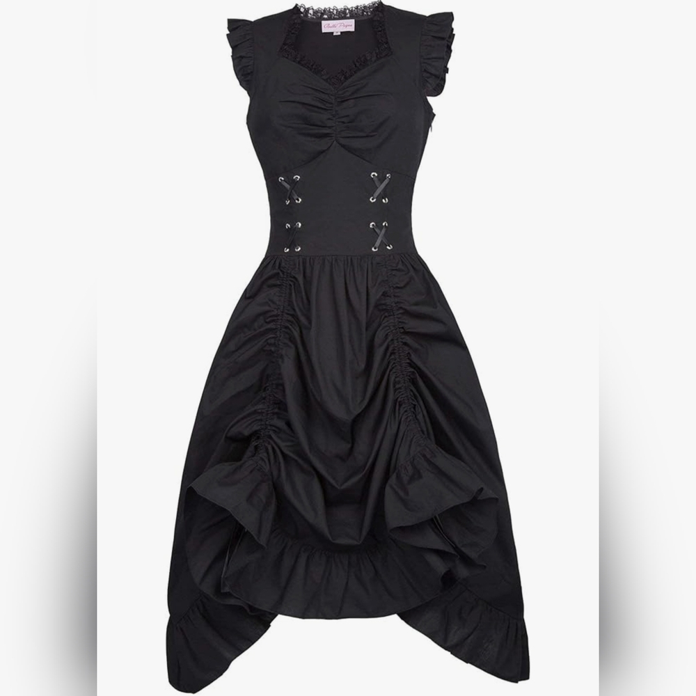 Victorian Valentine Steampunk Gothic Renaissance Women's Laced Top Dress, Size L - Picture 10 of 10